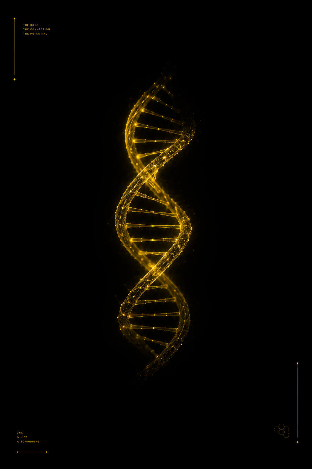 A glowing golden DNA helix