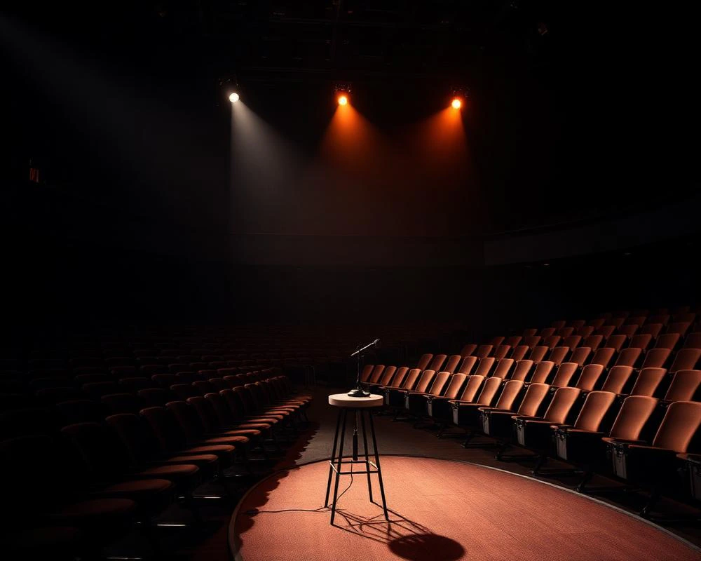 An empty theatre prepared for a live conversation