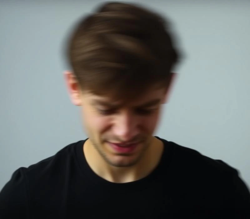 A thoughtful young man looking downward